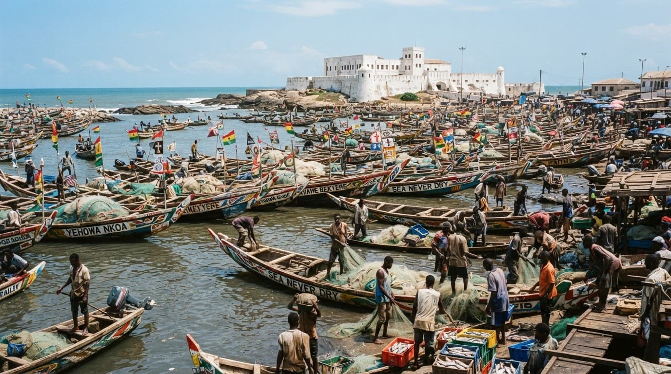 Elmina Castle, built in 1482, is the oldest European building south of the Sahara
